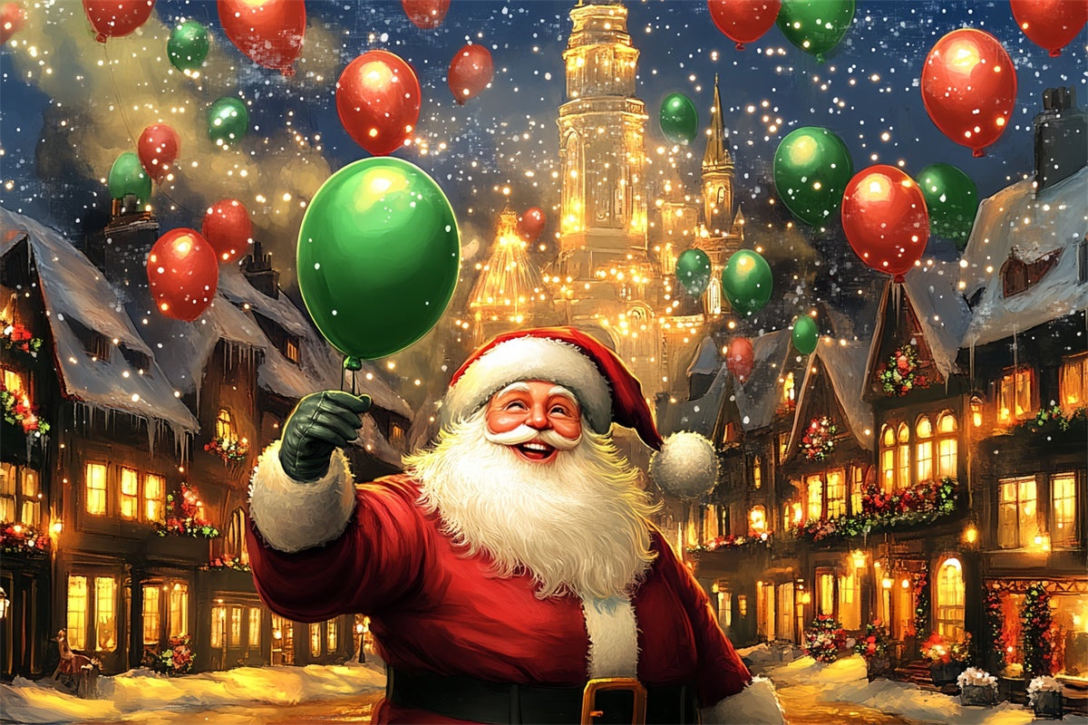 Christmas Village Backdrop Santa Balloon Parade Backdrop UK BRP57-162