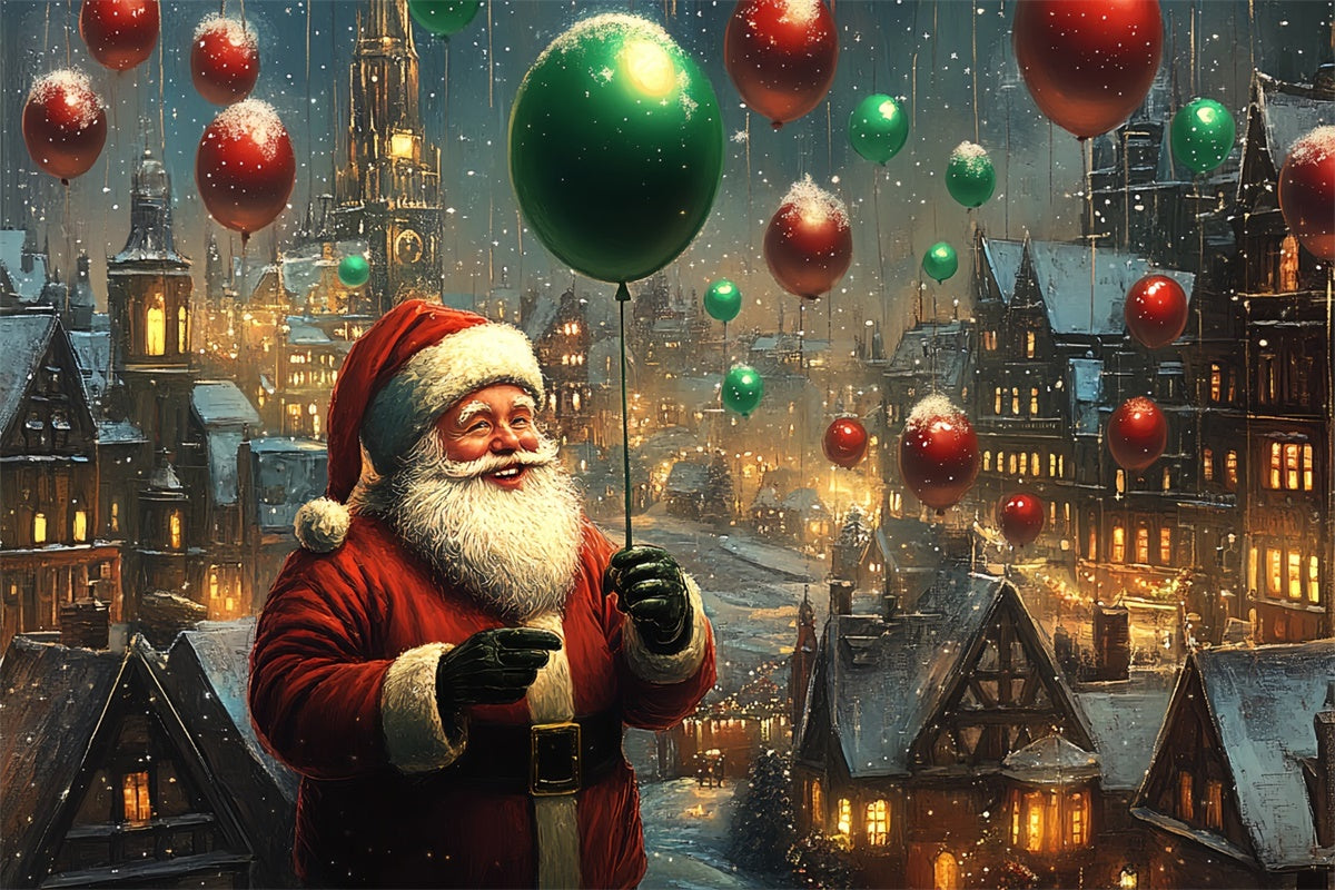 Xmas Backdrops Balloon Winter Twilight Wishes Backdrop UK BRP57-163