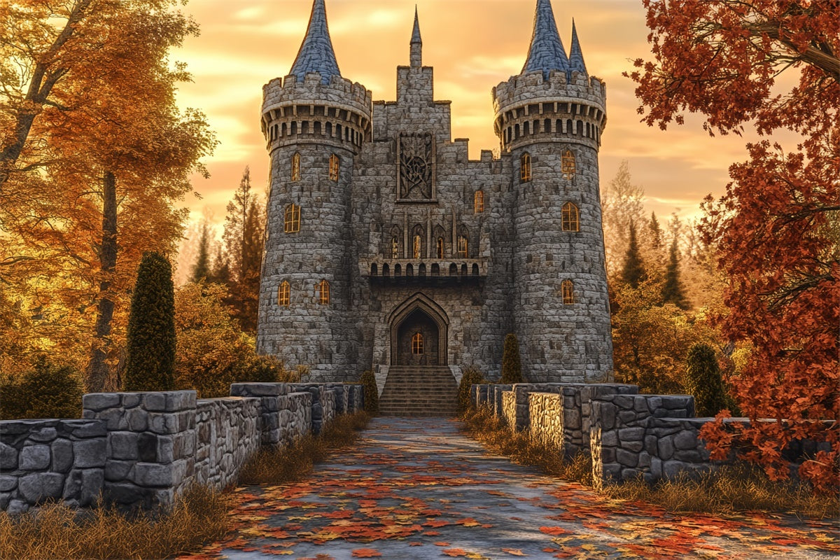 Castle Backdrops Maple Castle Path Autumn Backdrop UK BRP57-164