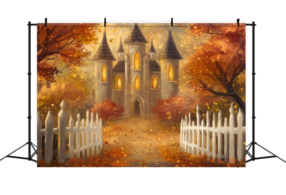 Fall Backdrop Golden Glow Dream Castle Photo Backdrop UK BRP57-167