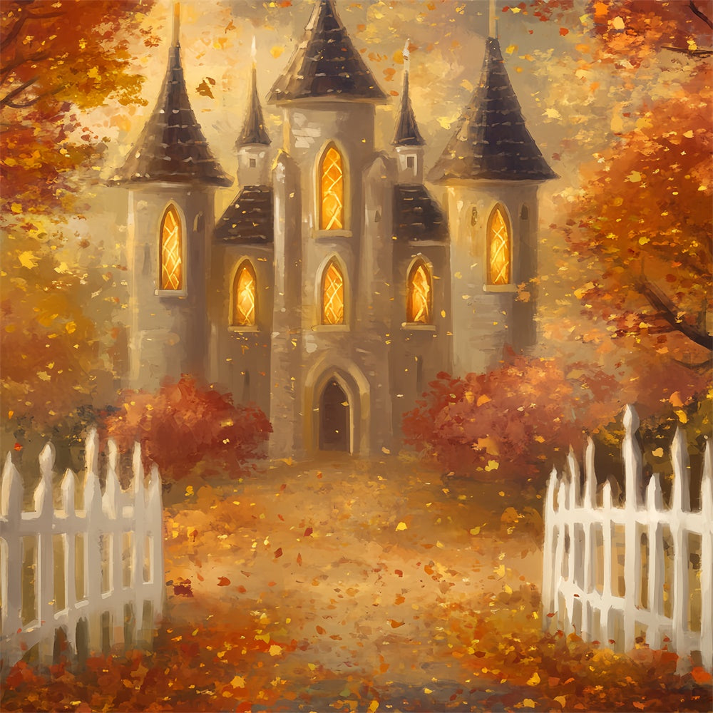 Fall Backdrop Golden Glow Dream Castle Photo Backdrop UK BRP57-167