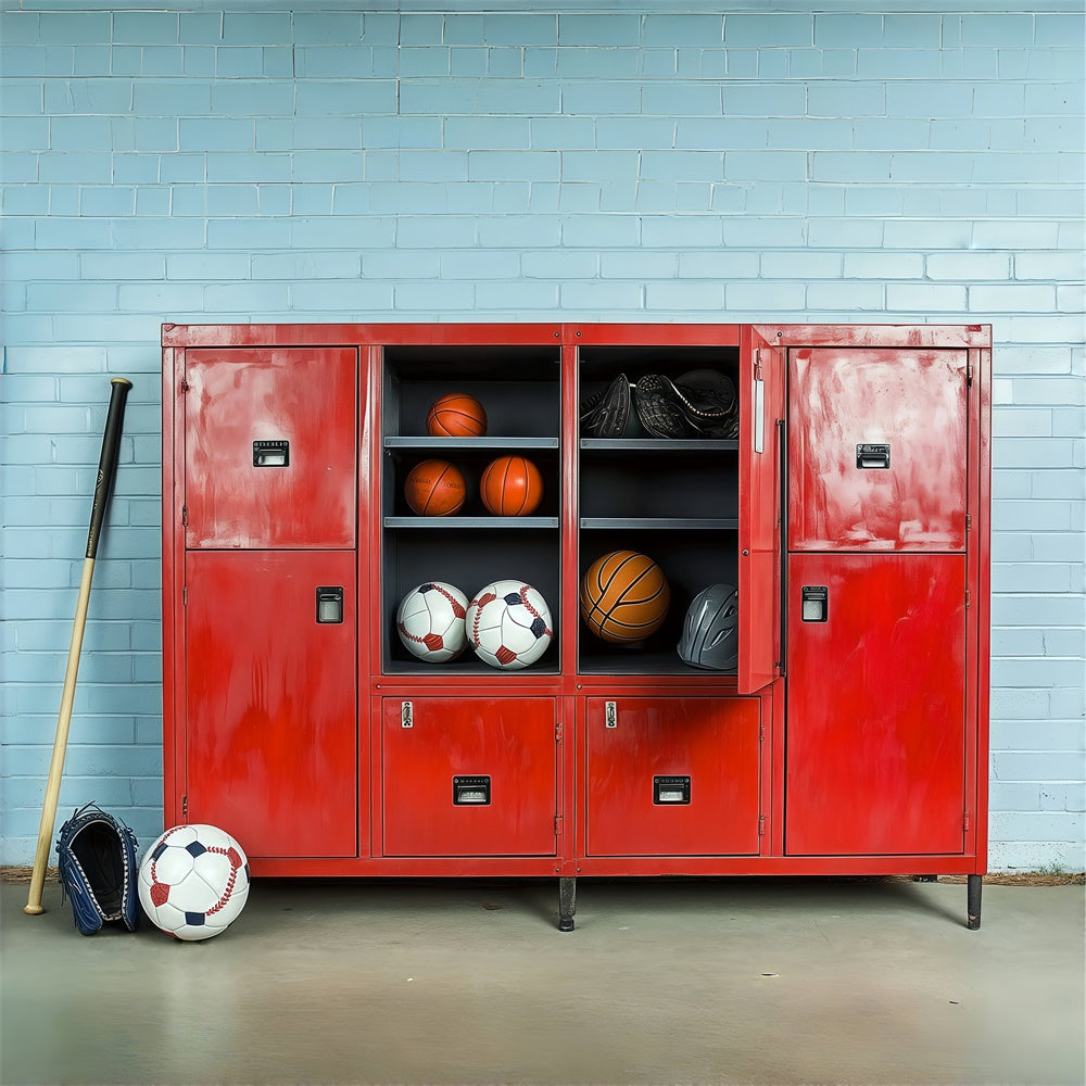 School Picture Backdrop Athletic Gear Storage Backdrop UK BRP57-18