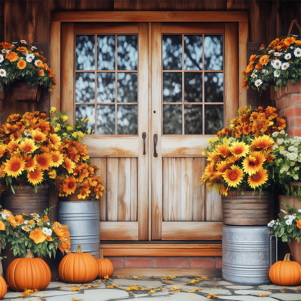 Fall Photography Backdrops Rustic Porch Bloom Backdrop UK BRP57-183