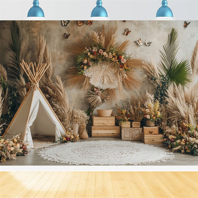 Boho Photo Backdrop Rustic Harvest Nook Autumn Backdrop UK BRP57-191