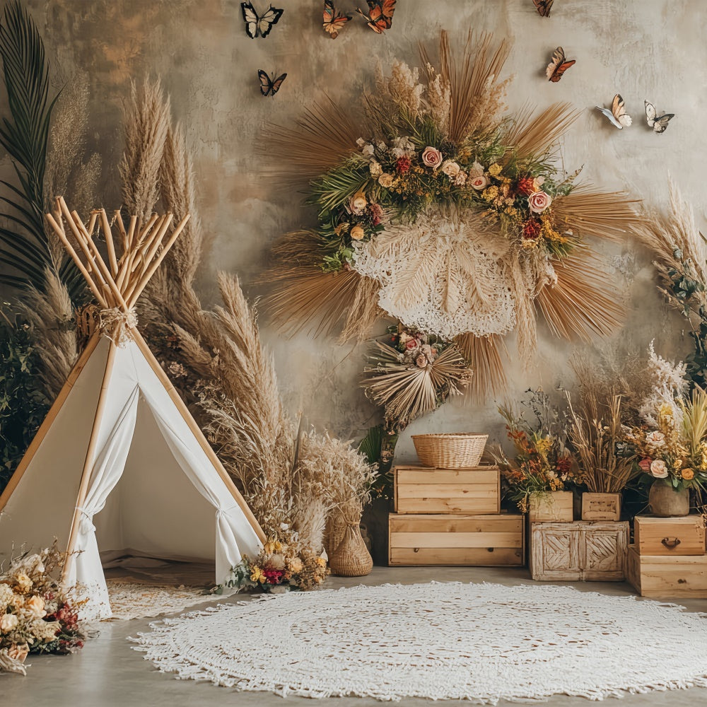Boho Photo Backdrop Rustic Harvest Nook Autumn Backdrop UK BRP57-191