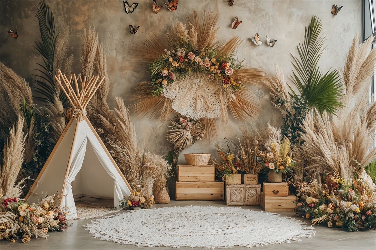Boho Photo Backdrop Rustic Harvest Nook Autumn Backdrop UK BRP57-191