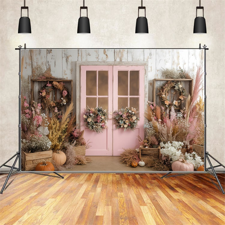 Boho Backdrops Pink Porch Harvest Autumn Backdrops UK BRP57-194