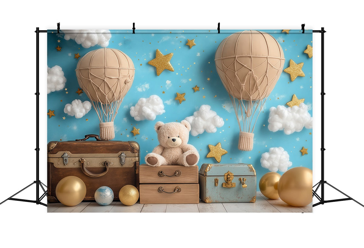 Sky Photo Backdrop Bear Balloon Fantasy Backdrop UK BRP57-219