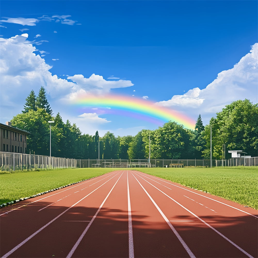 School Photo Backdrop Bright Sky Sports Field Backdrop UK BRP57-22