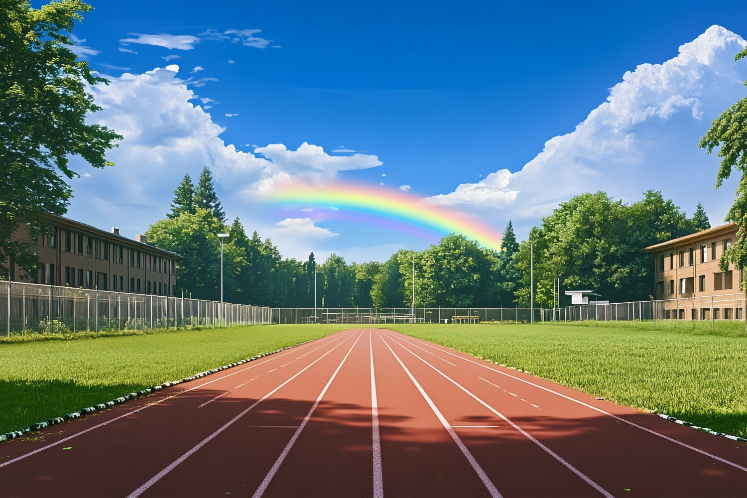 School Photo Backdrop Bright Sky Sports Field Backdrop UK BRP57-22