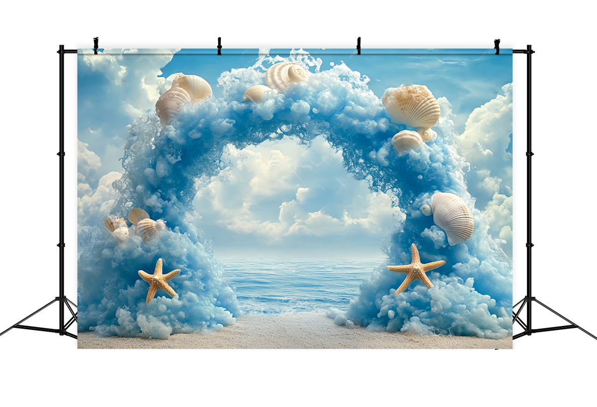 Cloudy Sky Backdrop Ocean Shell Archway Backdrop UK BRP57-223