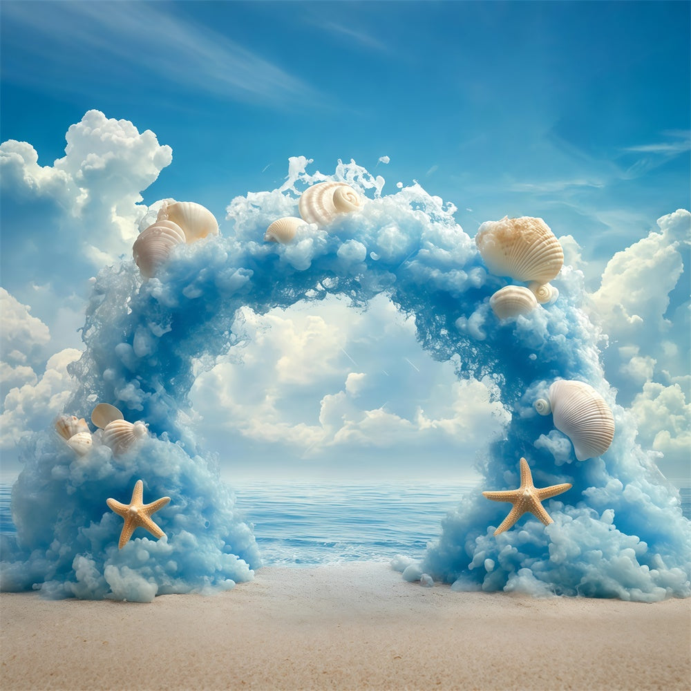 Cloudy Sky Backdrop Ocean Shell Archway Backdrop UK BRP57-223