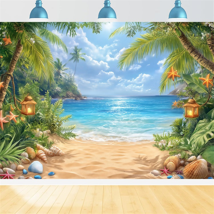 Sky Backdrop For Photography Palm Breeze Beach Backdrop UK BRP57-227