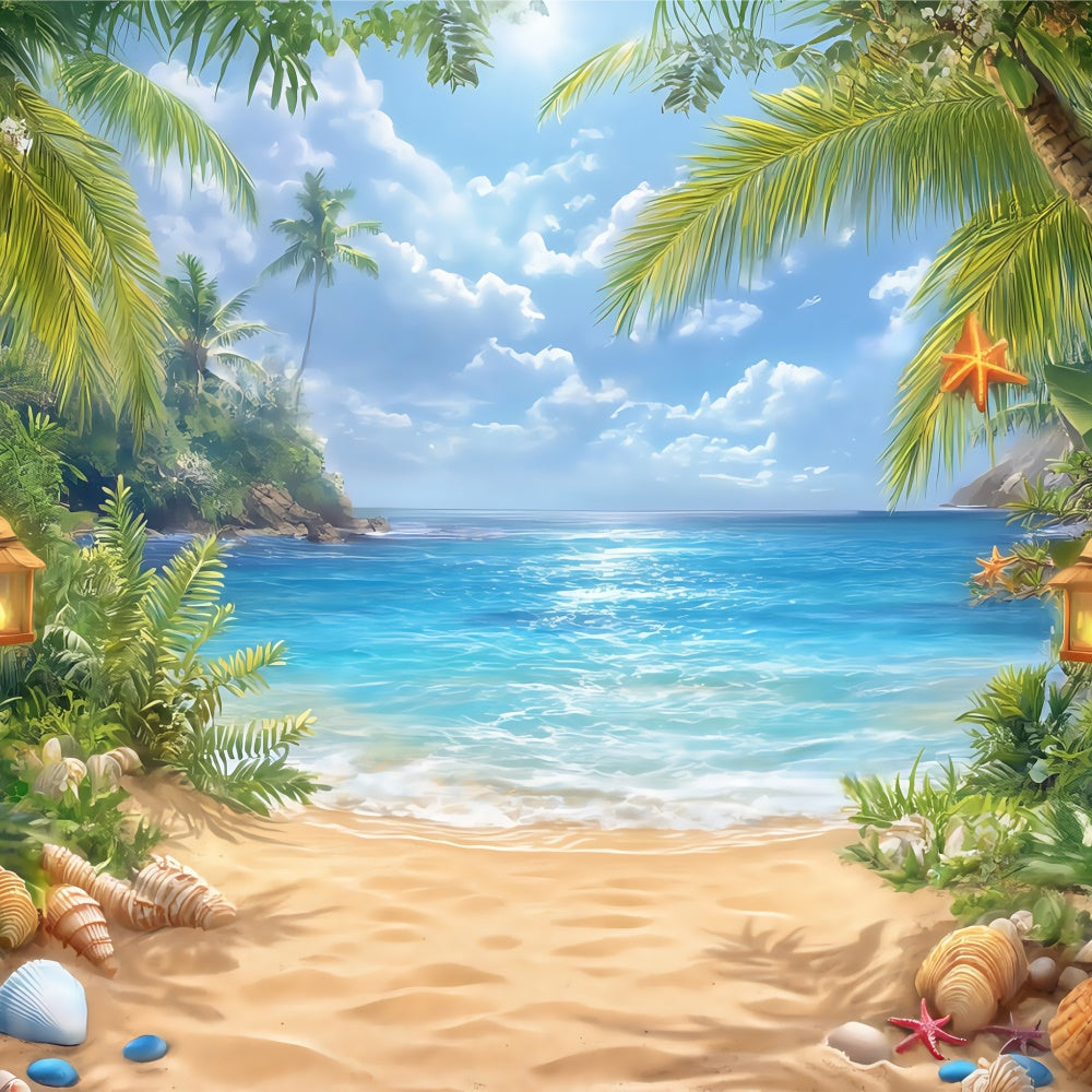Sky Backdrop For Photography Palm Breeze Beach Backdrop UK BRP57-227