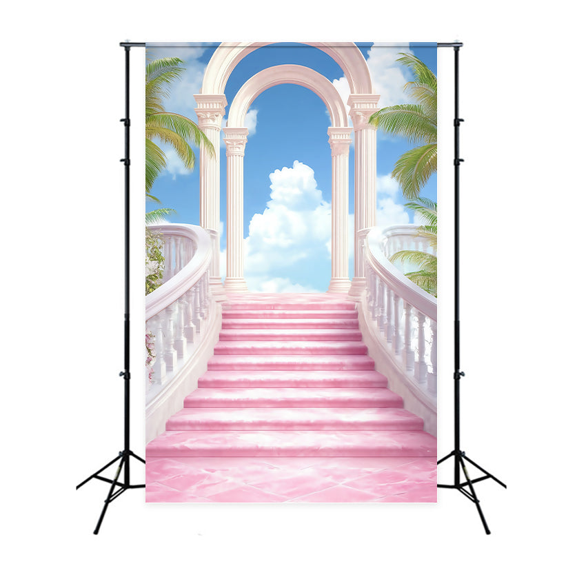 Sky Photo Backdrop Pink Palace Stairway Backdrop UK BRP57-231