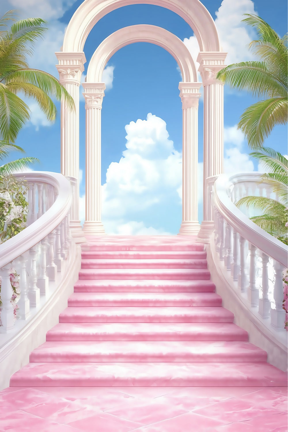 Sky Photo Backdrop Pink Palace Stairway Backdrop UK BRP57-231