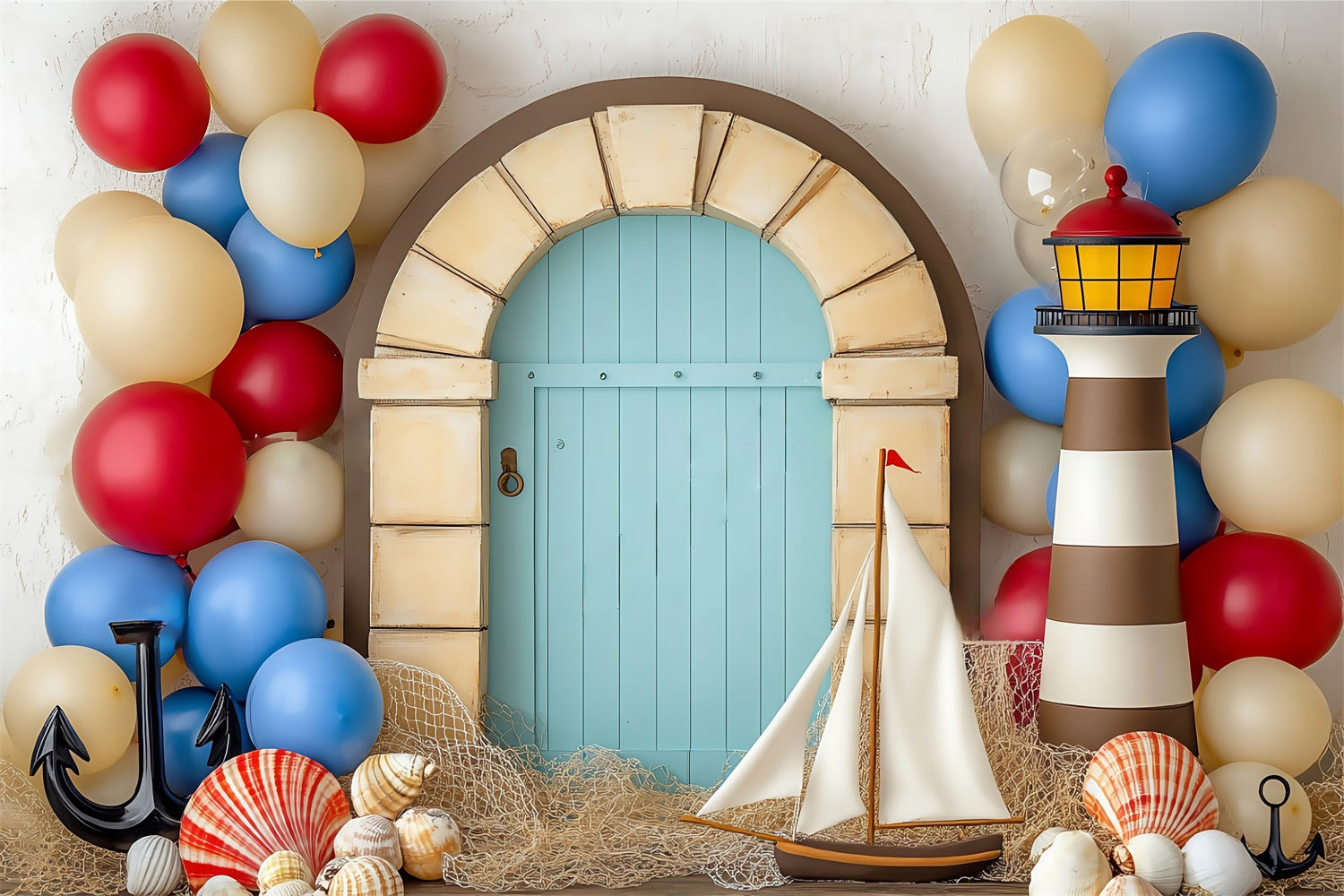 Newborn Photoshoot Backdrop Shell Balloon Arch Backdrop UK BRP57-236