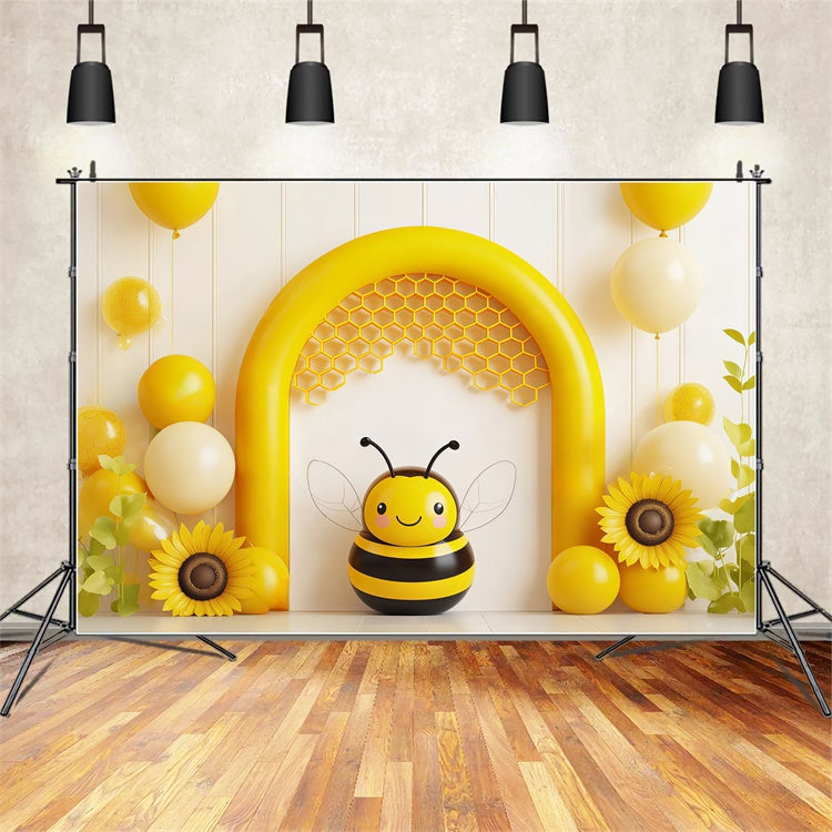 Kids Photo Backdrop Cute Yellow Bee Party Cute Backdrop UK BRP57-238