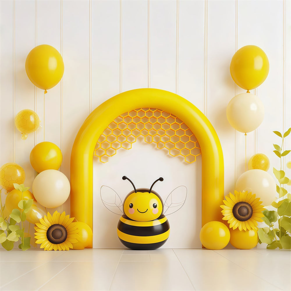 Kids Photo Backdrop Cute Yellow Bee Party Cute Backdrop UK BRP57-238