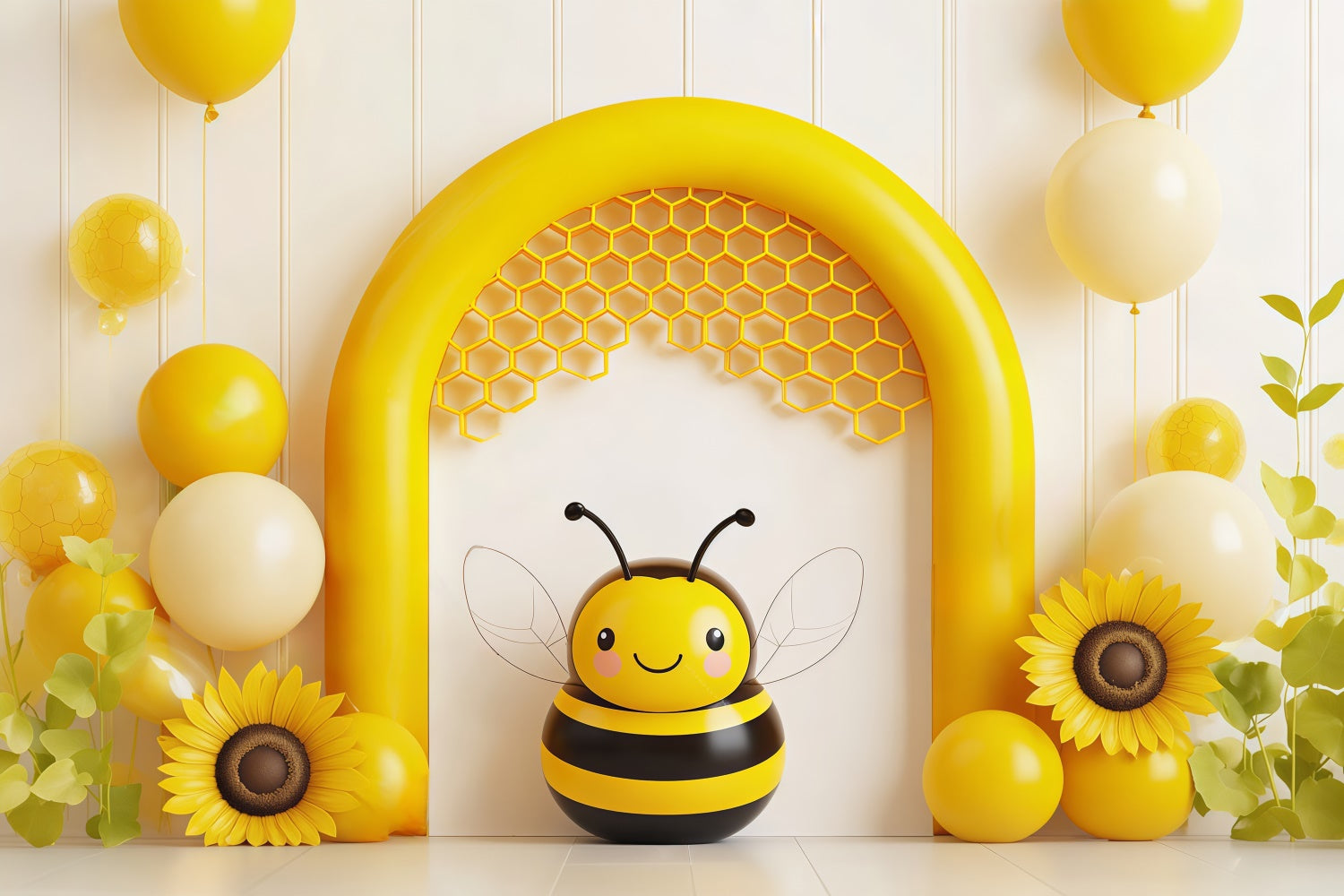 Kids Photo Backdrop Cute Yellow Bee Party Cute Backdrop UK BRP57-238