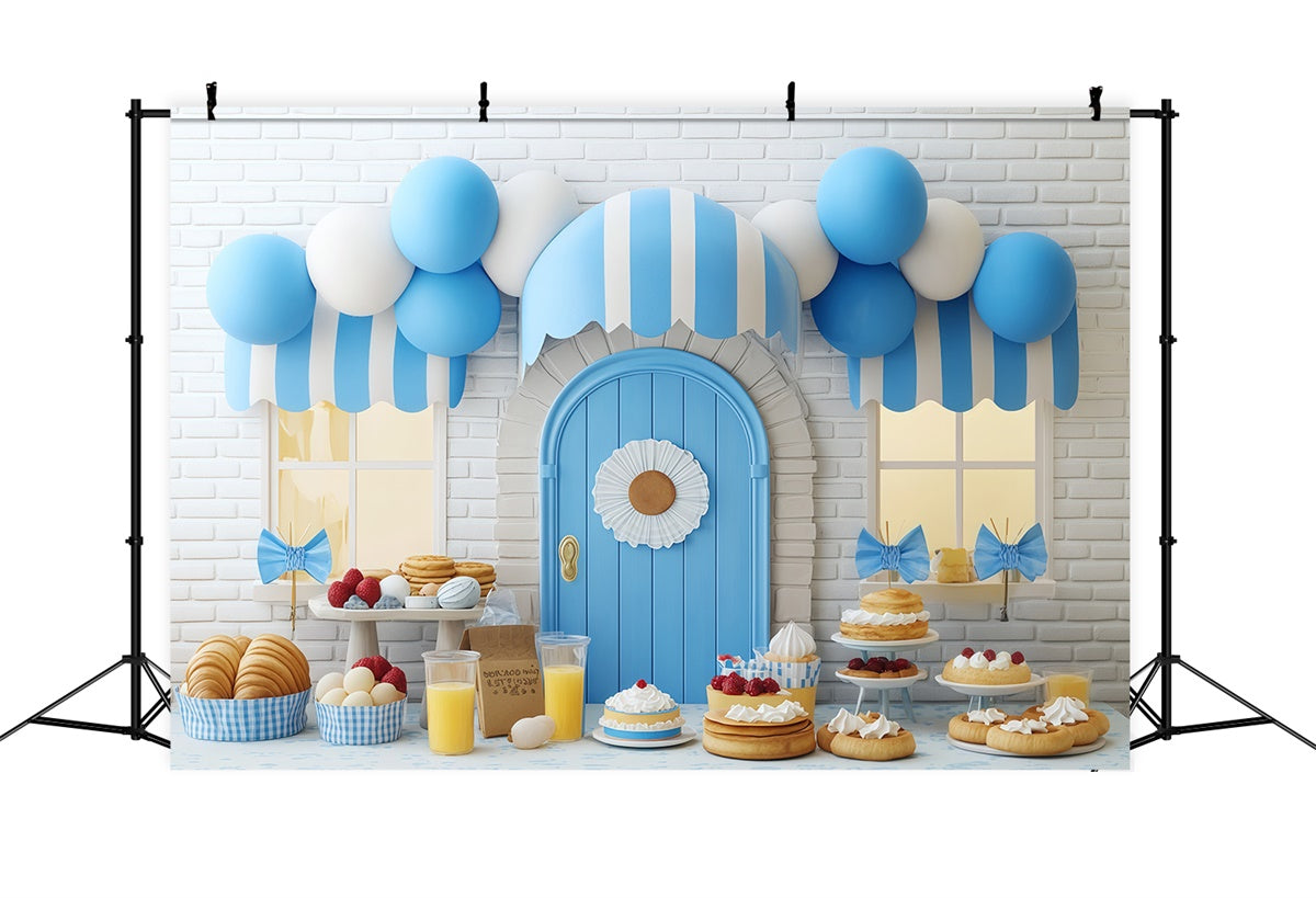 Childrens Backdrops Sweet Treats Blue Shop Backdrop UK BRP57-241