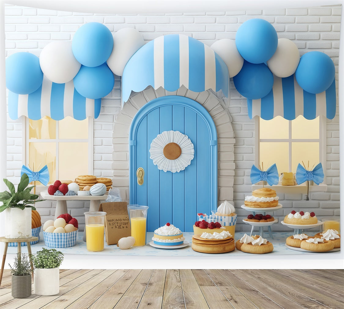 Childrens Backdrops Sweet Treats Blue Shop Backdrop UK BRP57-241
