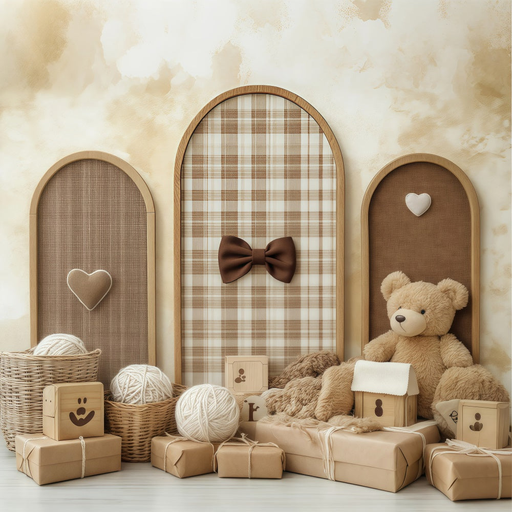 Kids Photo Backdrop Warm Plaid Yarn Basket Backdrop UK BRP57-243