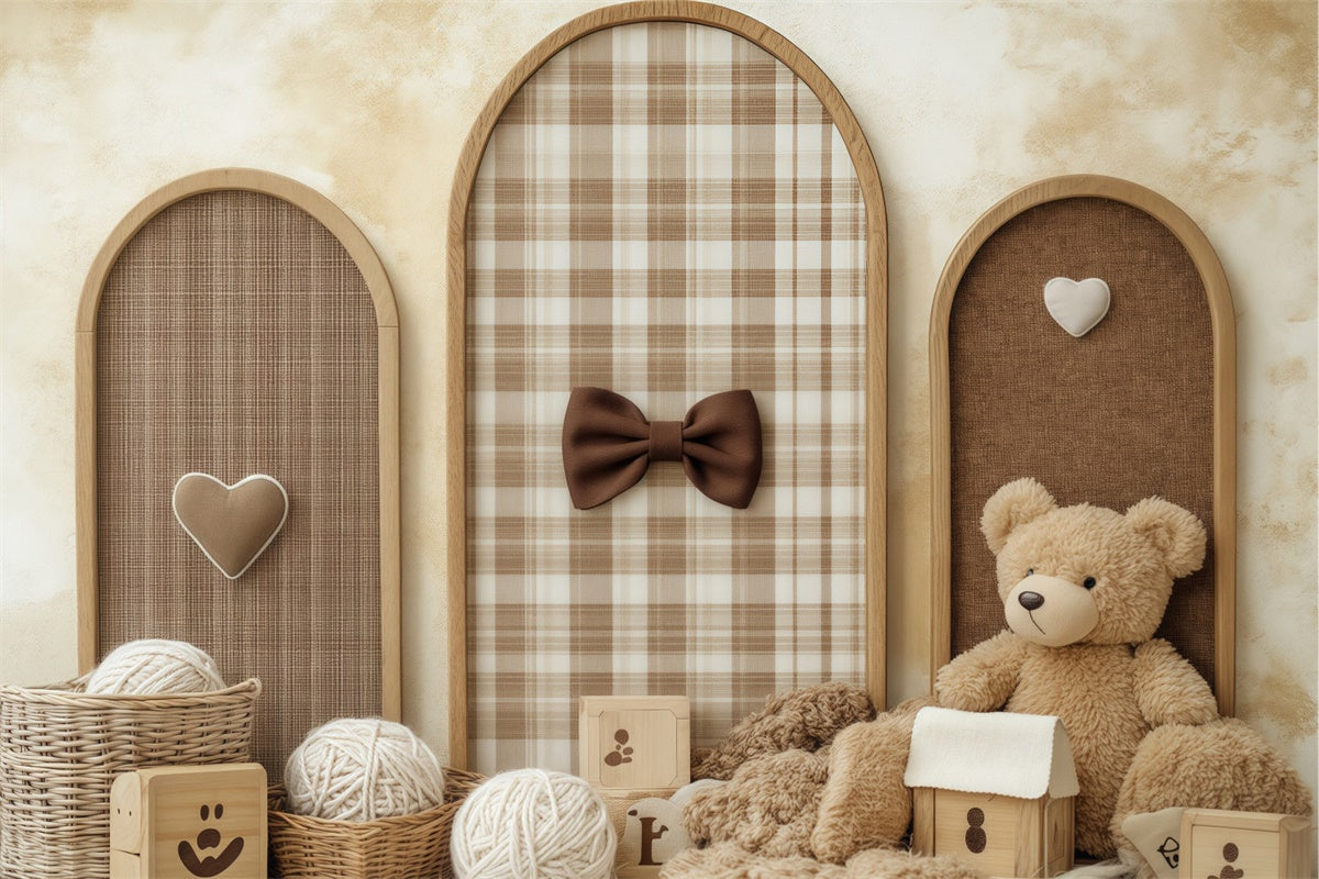 Kids Photo Backdrop Warm Plaid Yarn Basket Backdrop UK BRP57-243