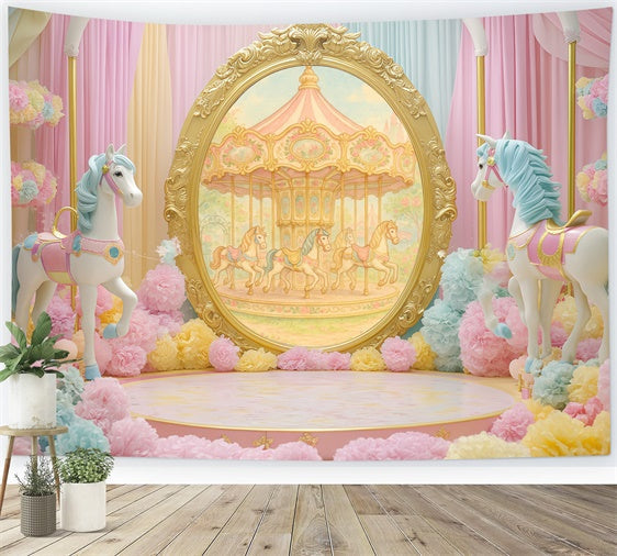 Children Backdrops Carousel Horse Fantasy Backdrop UK BRP57-245
