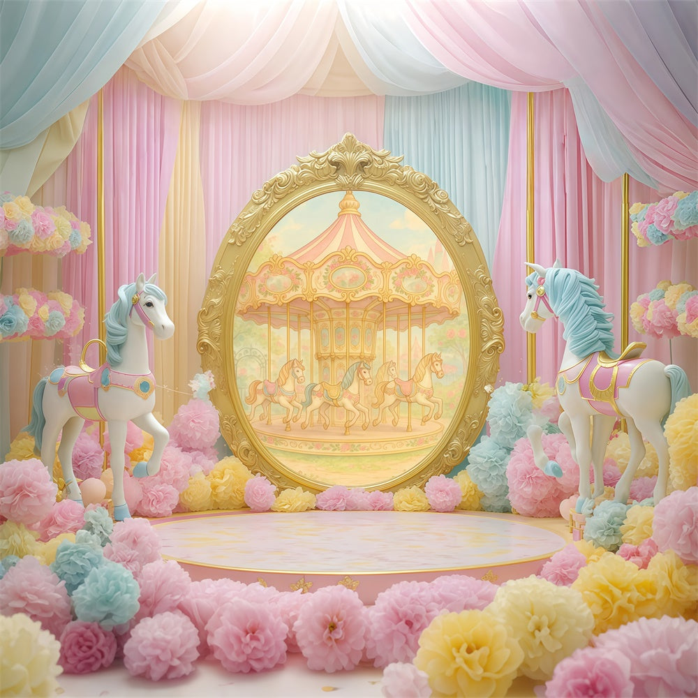 Children Backdrops Carousel Horse Fantasy Backdrop UK BRP57-245