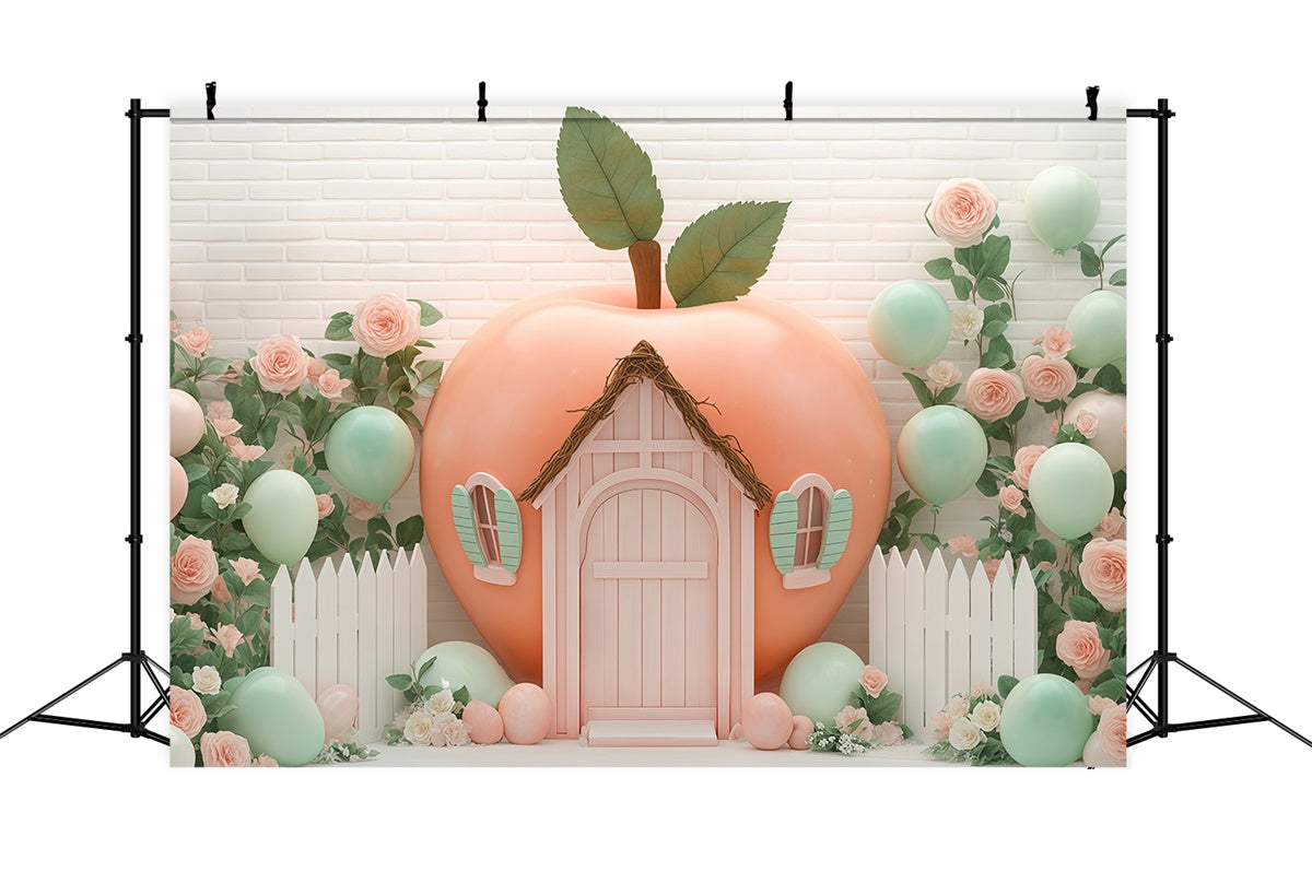 Newborn Backdrop Pastel Fruit House Balloon Backdrop UK BRP57-247