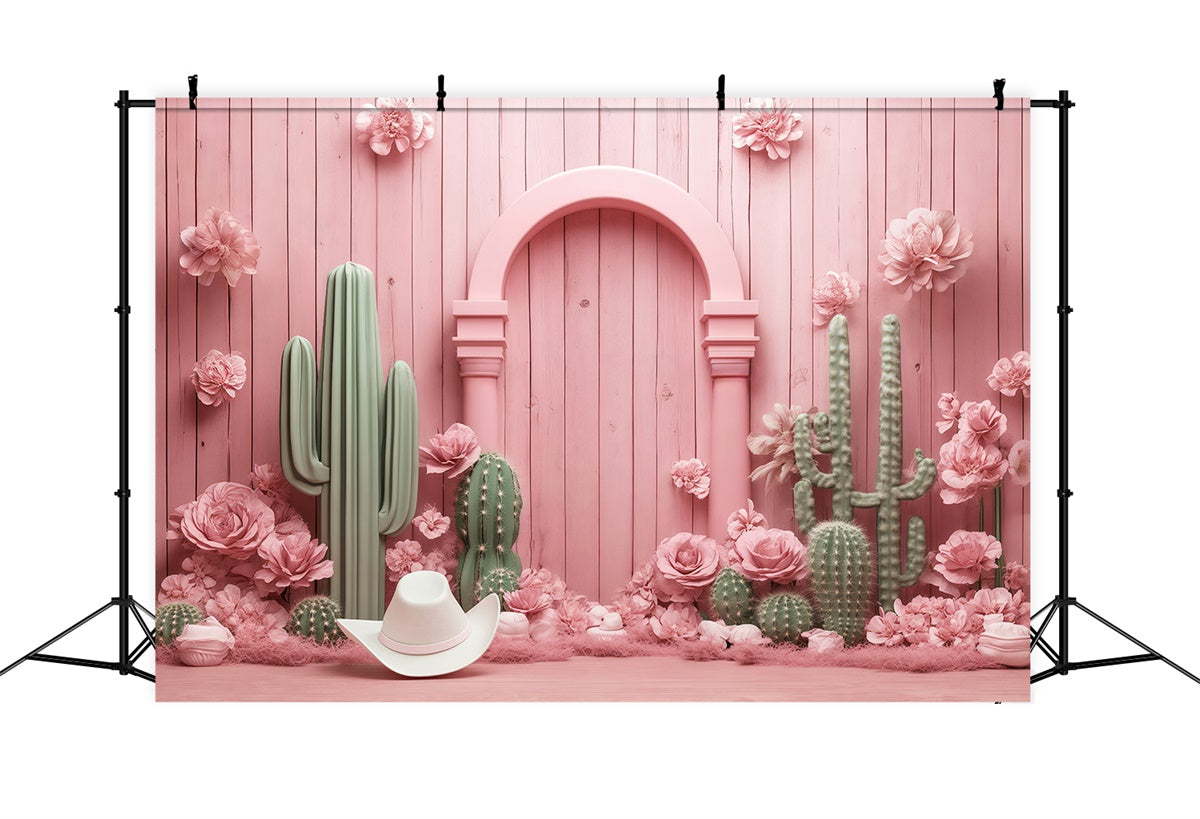 Newborn Photoshoot Backdrop Pink Cactus Arch Backdrop UK BRP57-250
