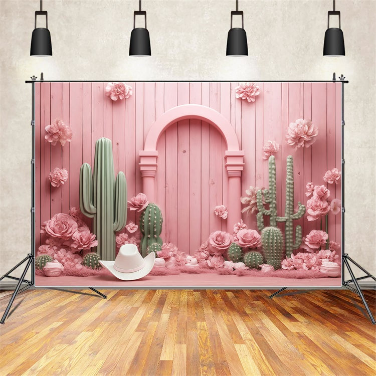 Newborn Photoshoot Backdrop Pink Cactus Arch Backdrop UK BRP57-250