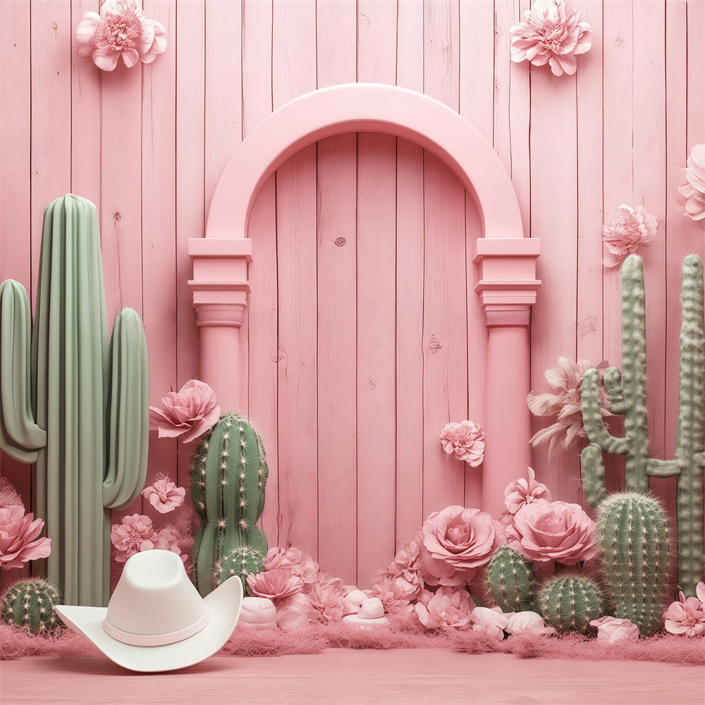 Newborn Photoshoot Backdrop Pink Cactus Arch Backdrop UK BRP57-250