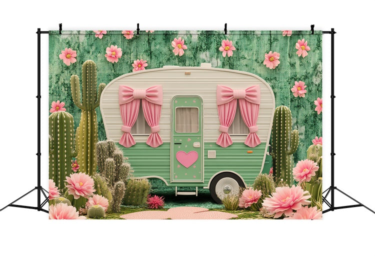 Newborn Photo Backdrop Cactus Camper Bow Backdrop UK BRP57-263
