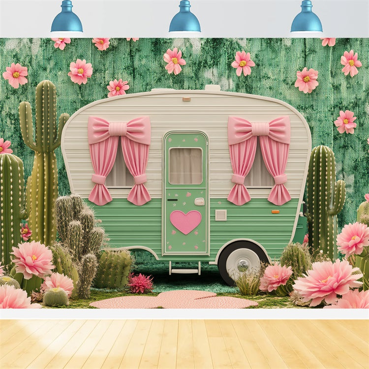 Newborn Photo Backdrop Cactus Camper Bow Backdrop UK BRP57-263