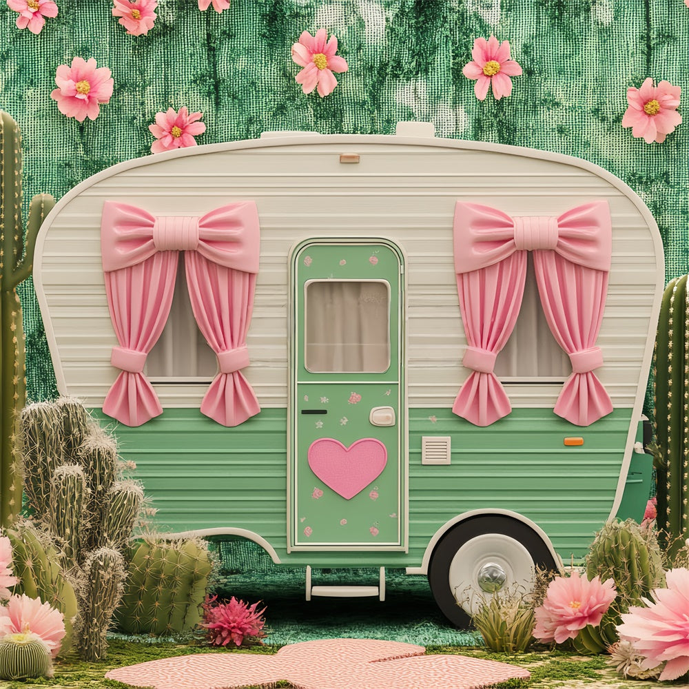 Newborn Photo Backdrop Cactus Camper Bow Backdrop UK BRP57-263