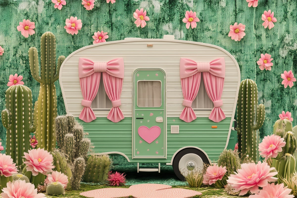 Newborn Photo Backdrop Cactus Camper Bow Backdrop UK BRP57-263