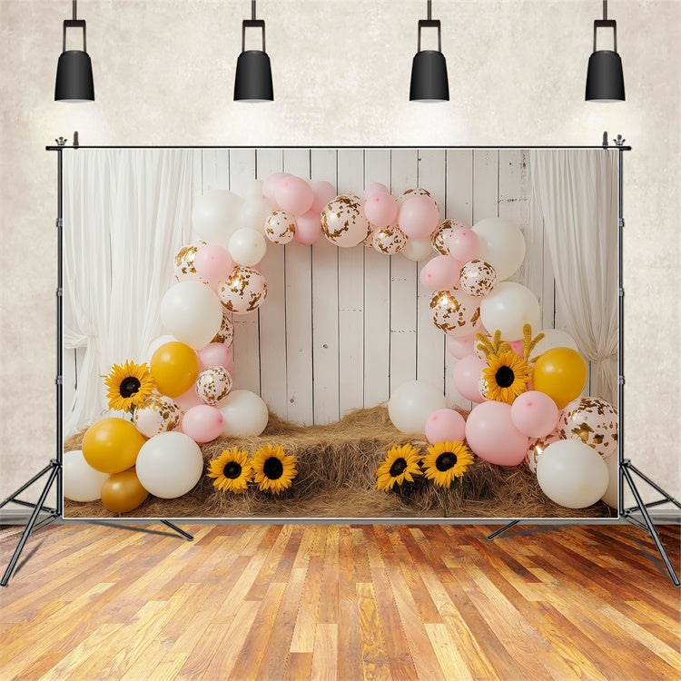Kids Backdrops Sunflower Balloon Arch Backdrop UK BRP57-274