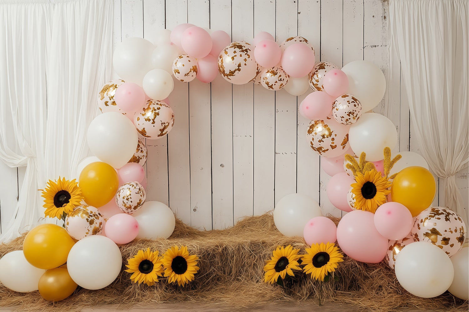 Kids Backdrops Sunflower Balloon Arch Backdrop UK BRP57-274