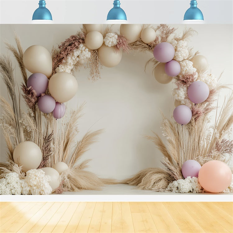 Kids Photo Backdrop Pastel Pampas Balloon Backdrop UK BRP57-275