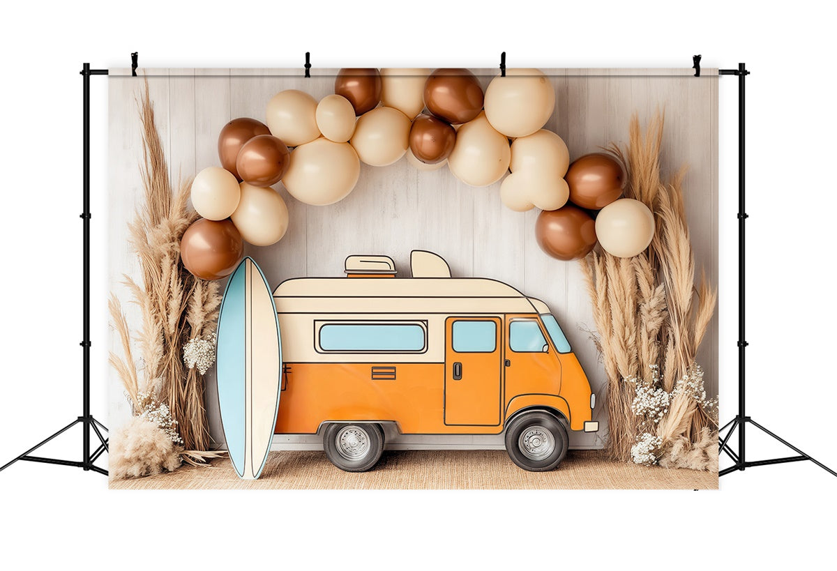 Children Backdrops Beach Van Balloon Arch Backdrop UK BRP57-279