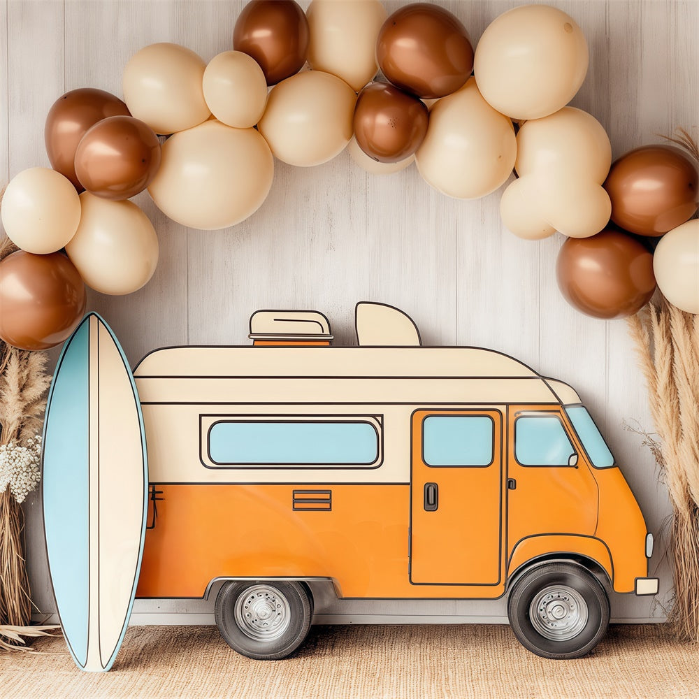 Children Backdrops Beach Van Balloon Arch Backdrop UK BRP57-279