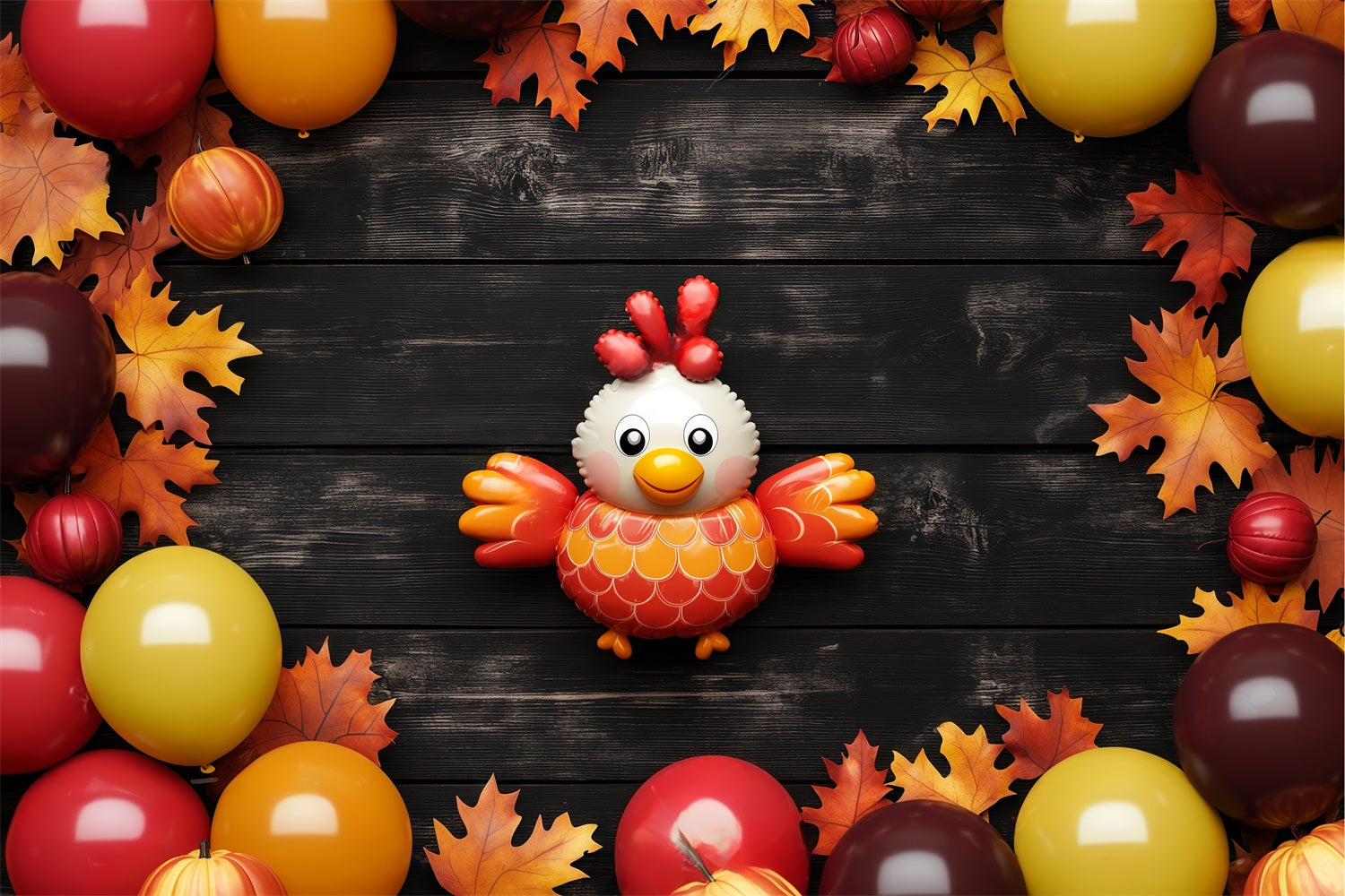 Cute Backdrop Balloons Leaves Celebration Kids Backdrop UK BRP57-285