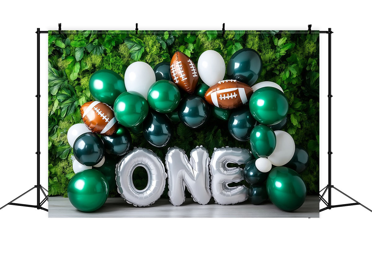 1st Birthday Backdrop Green Balloon Sports Backdrop UK BRP57-309