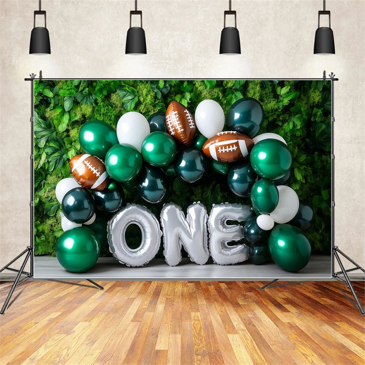 1st Birthday Backdrop Green Balloon Sports Backdrop UK BRP57-309