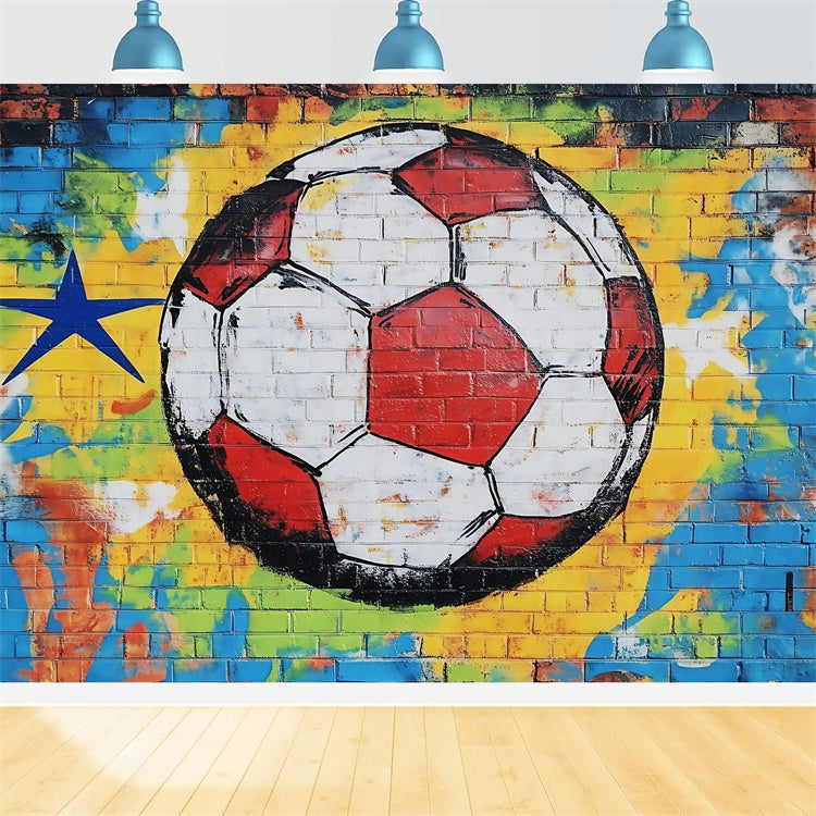 Football Backdrop Urban Soccer Wall Graffiti Backdrop UK BRP57-310