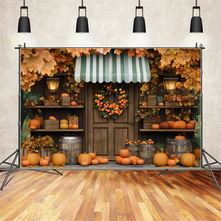 Backdrop Thanksgiving Autumn Porch Pumpkin Fall Backdrop UK BRP57-323