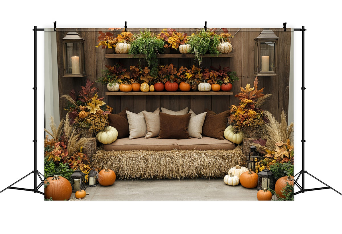 Thanksgiving Photo Backdrop Farmhouse Hay Sofa Backdrop UK BRP57-324