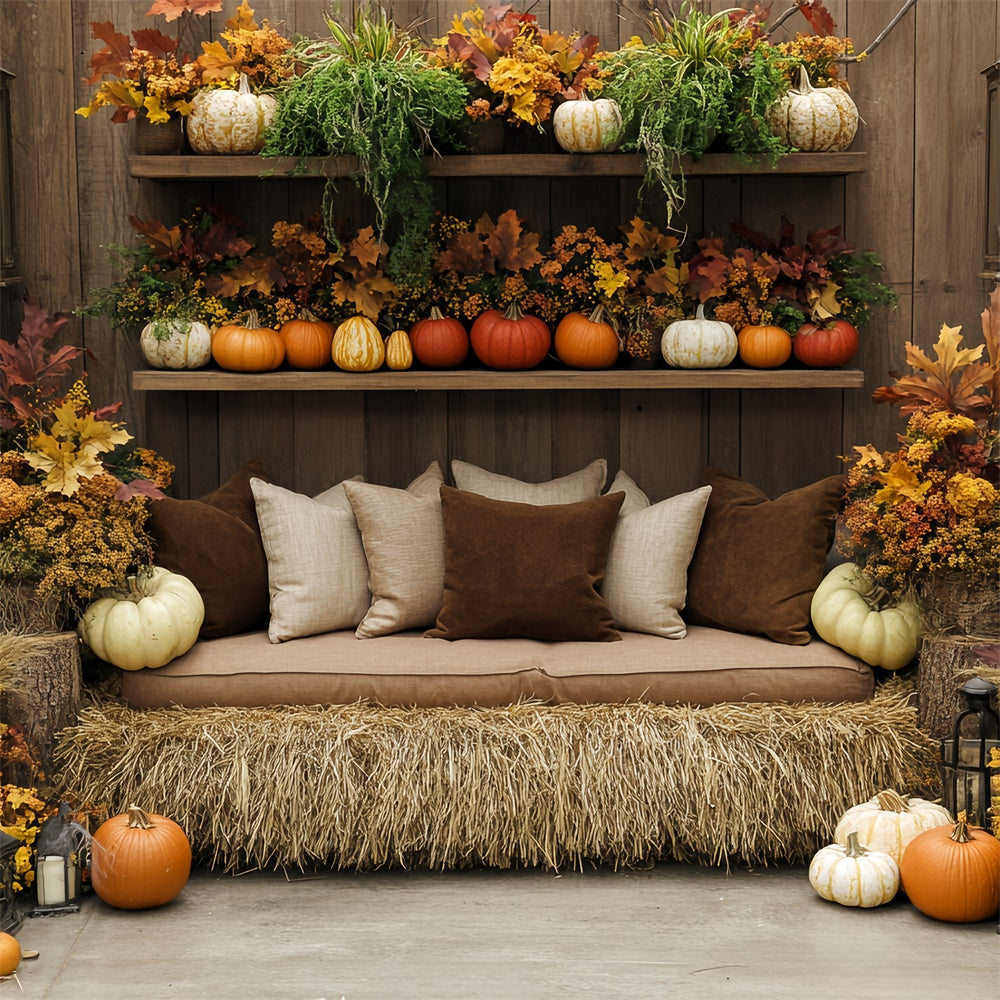 Thanksgiving Photo Backdrop Farmhouse Hay Sofa Backdrop UK BRP57-324